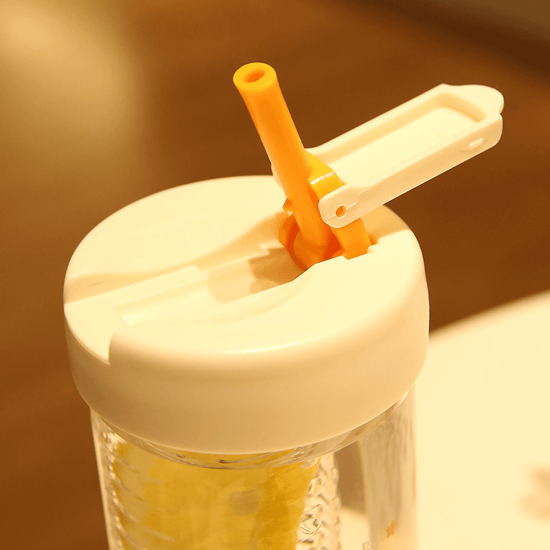 玻璃杯女生高颜值ins风学生夏季水杯大容量泡茶杯带吸管便携杯子