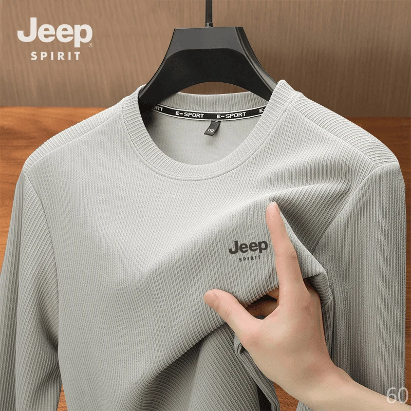 JEEPSPIRIT男装2024秋冬季新款圆领卫衣长袖T恤宽松潮流休闲上衣