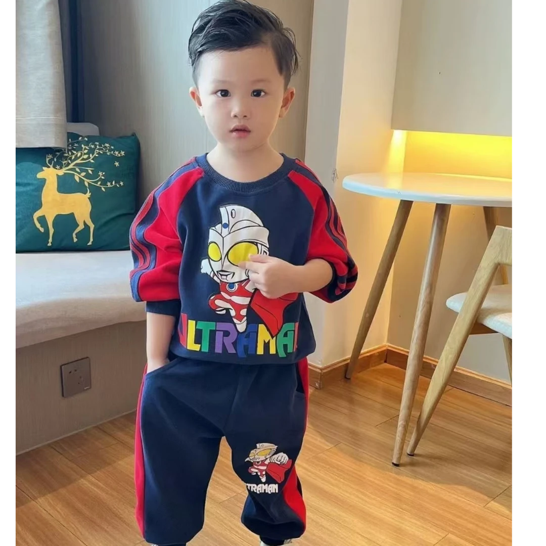 乱拍发打底衫 洋气男童套装奥特曼男宝春季长袖运动休闲