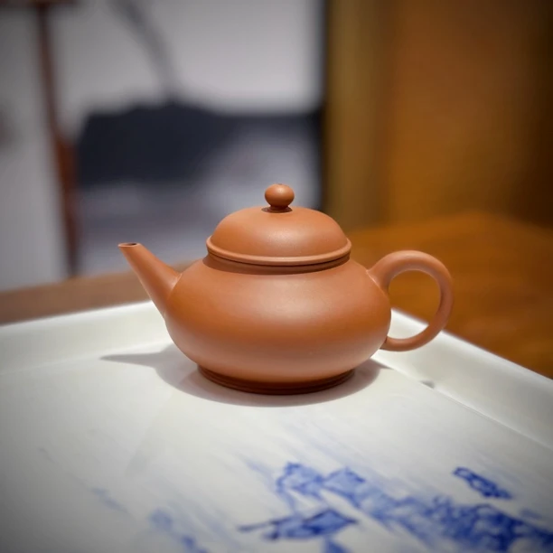 潮简正品 蔡铿 贡局水平壶 110cc 潮州手拉朱泥壶 全手工 紫砂壶