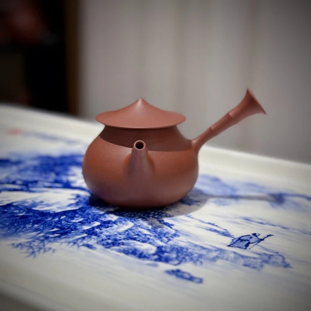 正品 陈钿 渔翁侧把壶 70 105cc 潮州手拉朱泥壶 全手工 紫砂壶