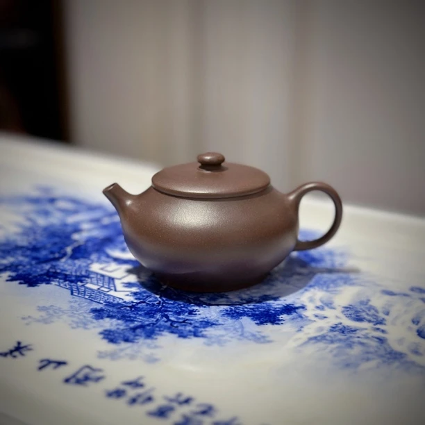 吴义永 潮式茗韵壶 100cc 潮州手拉朱泥壶 全手工 紫泥 明德园