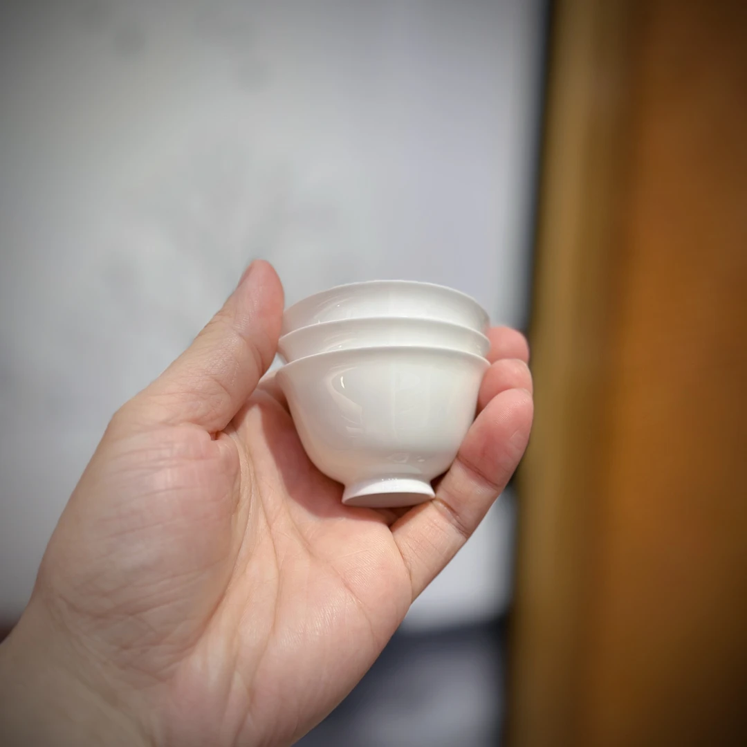 潮简正品 潮州骨瓷杯子 盖碗 茶具 水具 陶瓷 家用 纯白 薄胎