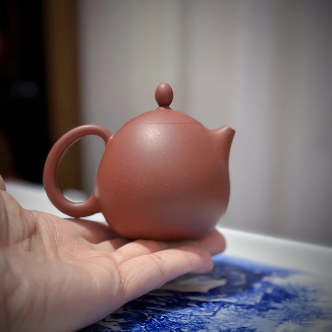 陈钿龙蛋壶110cc潮州手拉朱泥壶全手工小茶壶