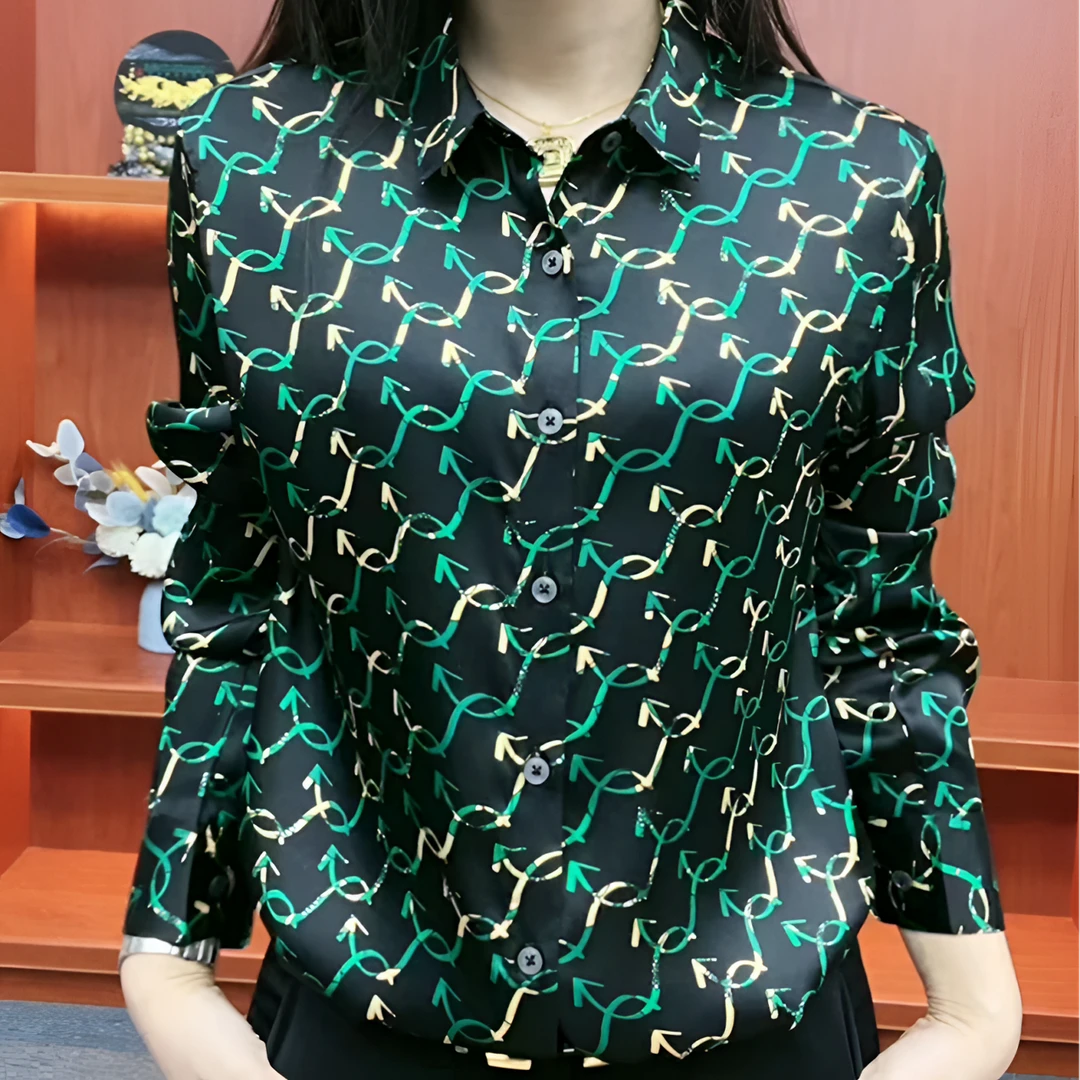 HFJQ桑蚕丝新款真丝男士轻奢高端长袖衬衫商务通勤出游衬衣99932）