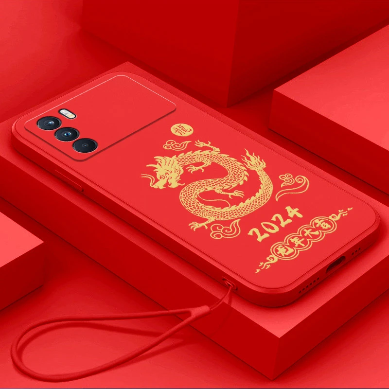 2024龙年大吉oppok9pro手机壳PEYM00超薄软胶新款中国风磨砂浮雕