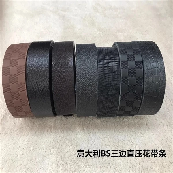 意大利头层牛皮植鞣革压花皮带透染真皮手工DIY皮料腰带