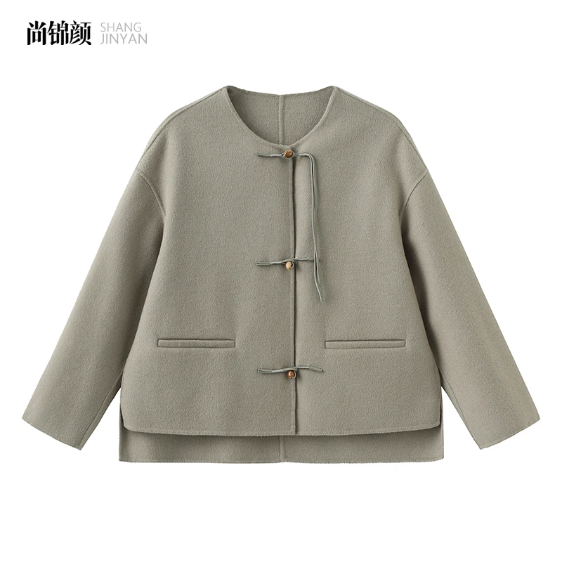 尚锦颜【断码清仓】大衣双面呢大衣外套西装时尚休闲国风羊绒