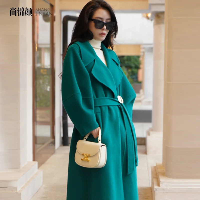 尚锦颜高端双面羊绒大衣女款爆款高贵赫本风时尚长款羊毛呢外套