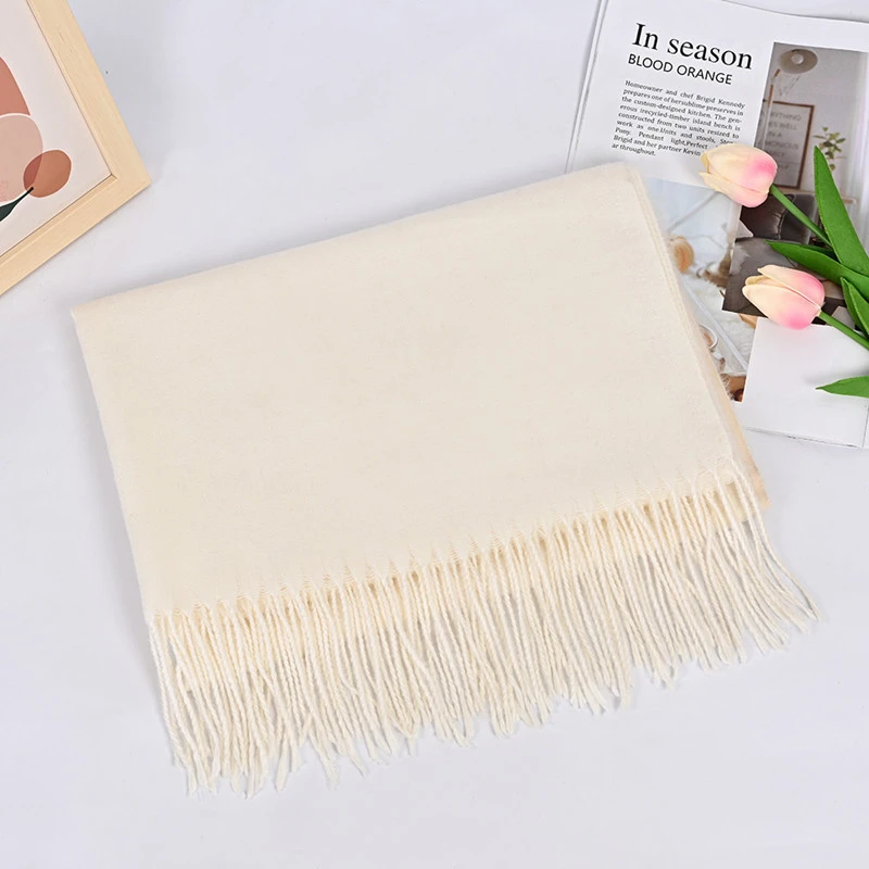 秋冬保暖流苏披肩纯色加厚两用围巾