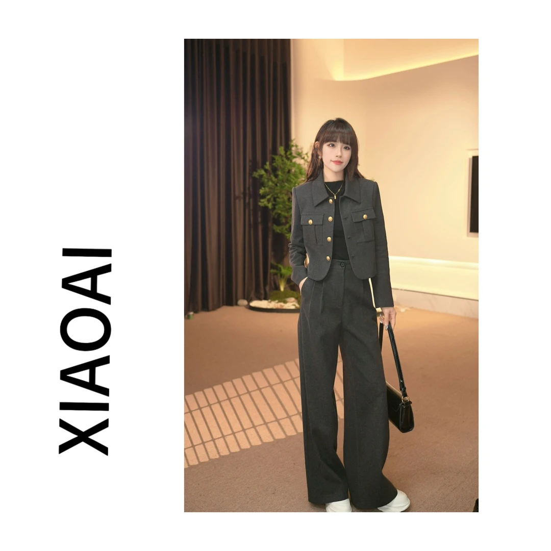 AY羽绒外套套装女2024秋冬新款穿搭轻奢高级感外套阔腿裤两件套