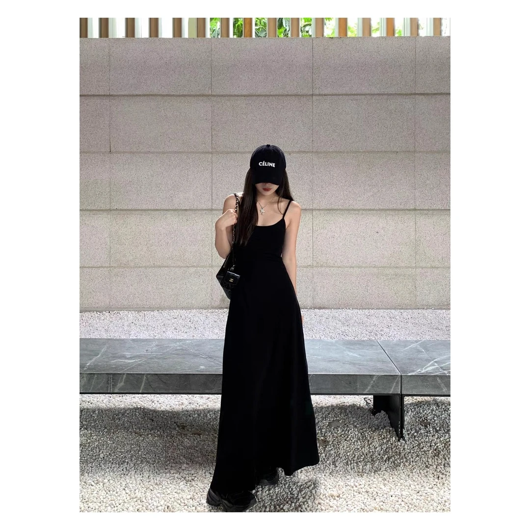 纯欲风辣妹收腰吊带连衣裙女背心夏季修身显瘦气质A字长裙子