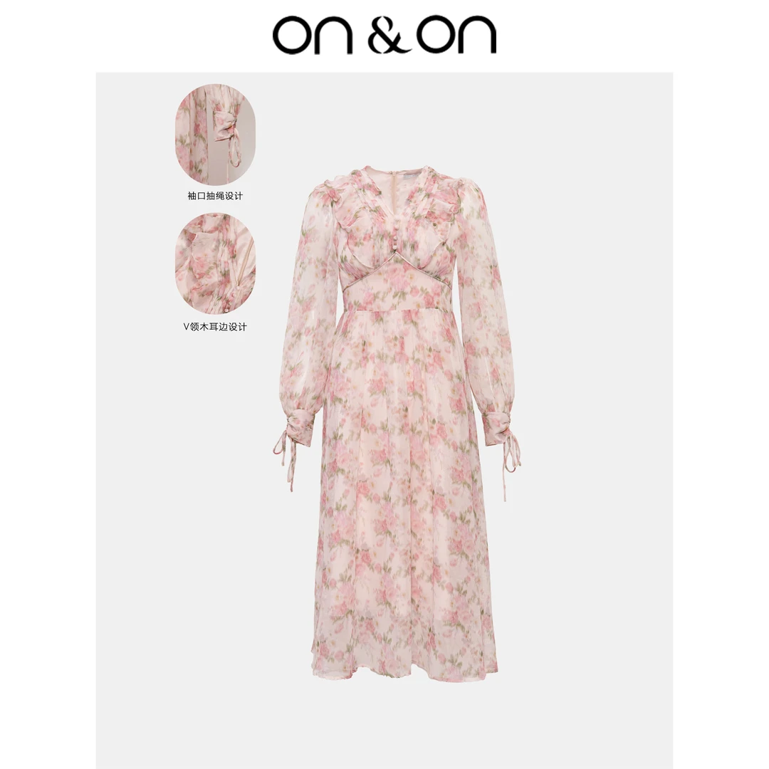 ON&ON/安乃安春季新款时尚气质荷叶边碎花女装连衣裙N4SP1614957