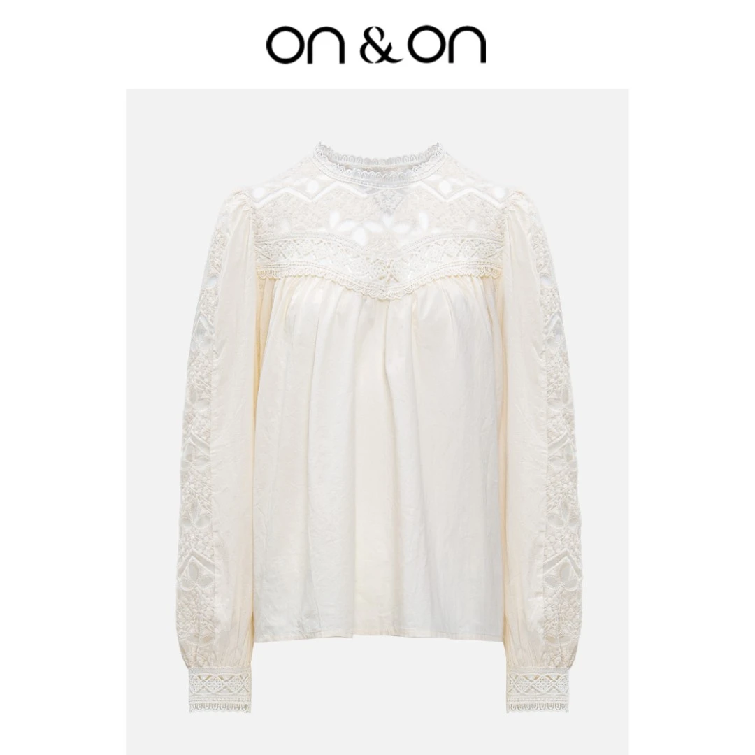 ON&ON/安乃安2025春季新款宽松拼接镂空绣花蕾丝衬衣-N3SP60032
