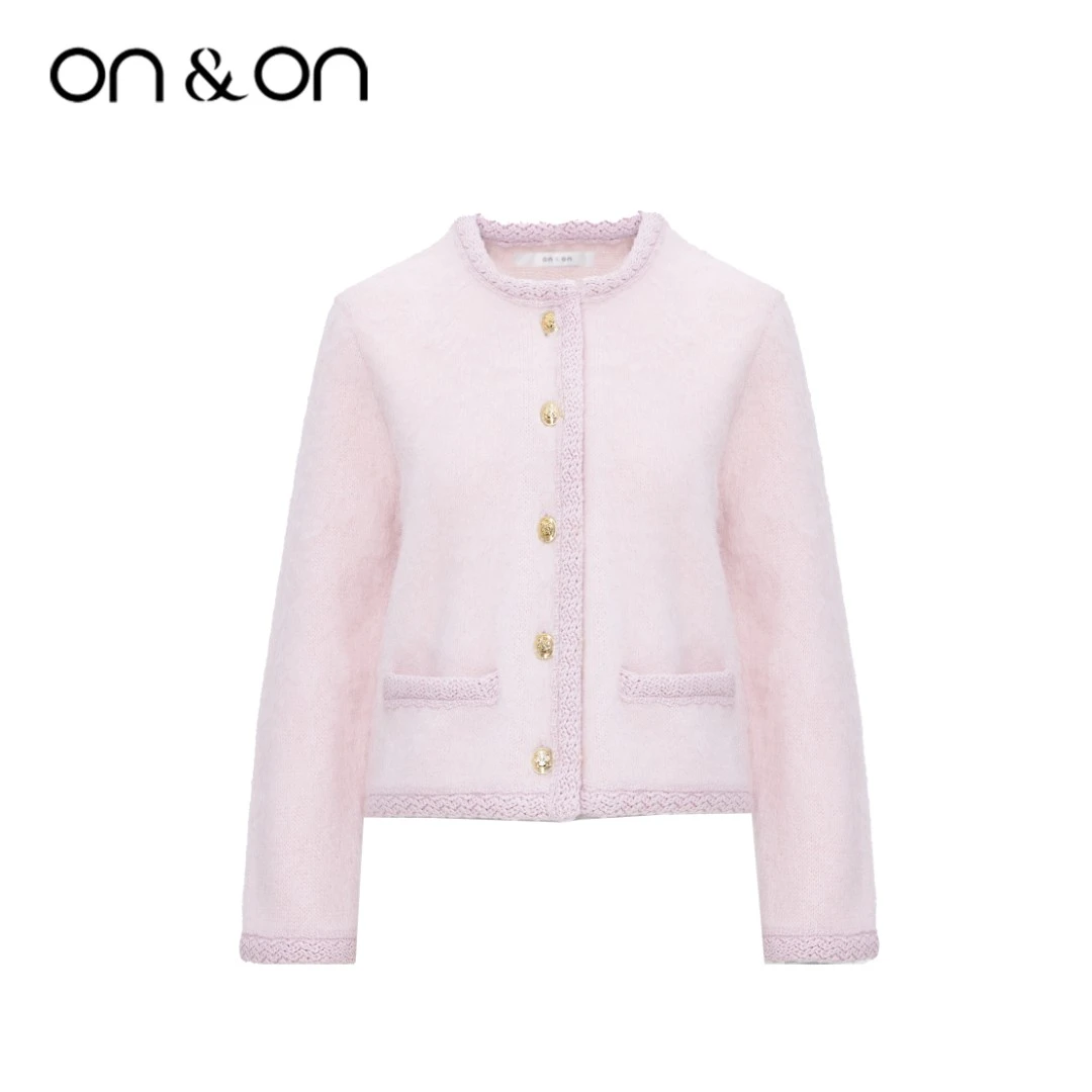 ON&ON/安乃安冬季法式小香粉色女款单排扣暖显白外套-N2AU5107060