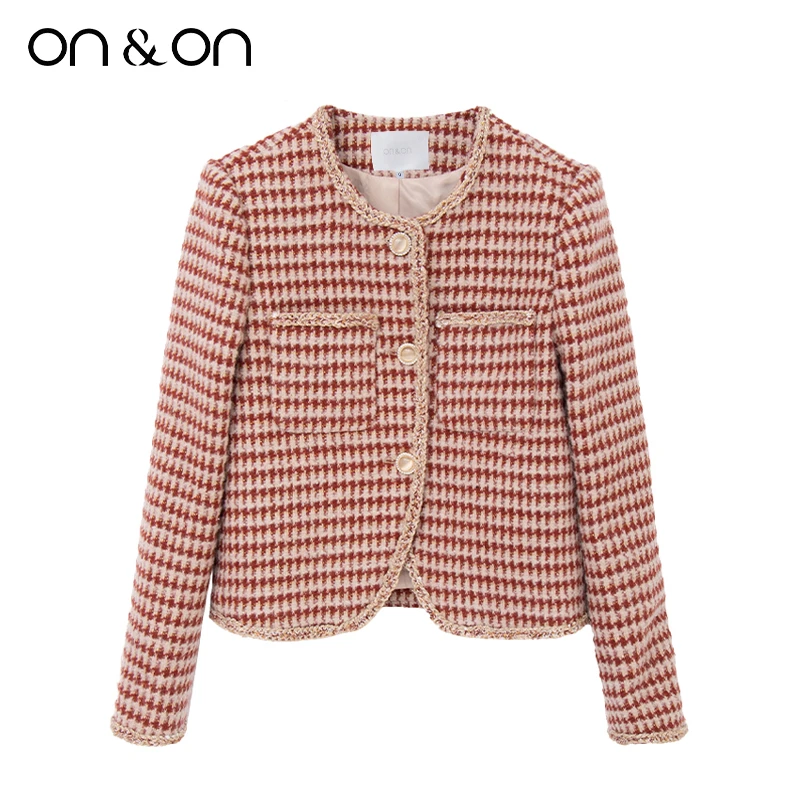 ON&ON/安乃安25春季复古千鸟格纹质感小香女长袖短外套-N2AU50036
