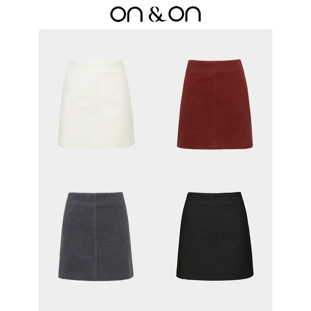 ON&ON/安乃安秋冬新毛呢A摆百搭短款显瘦品质女装半身裙N3SH10051