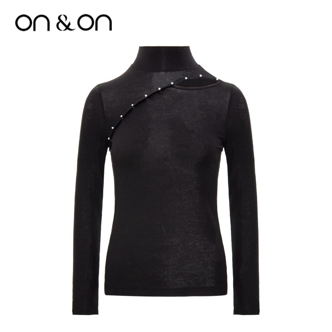 ON&ON/安乃安春季设计感长袖修身镂空钉珠时尚羊毛套衫-N2AU07050