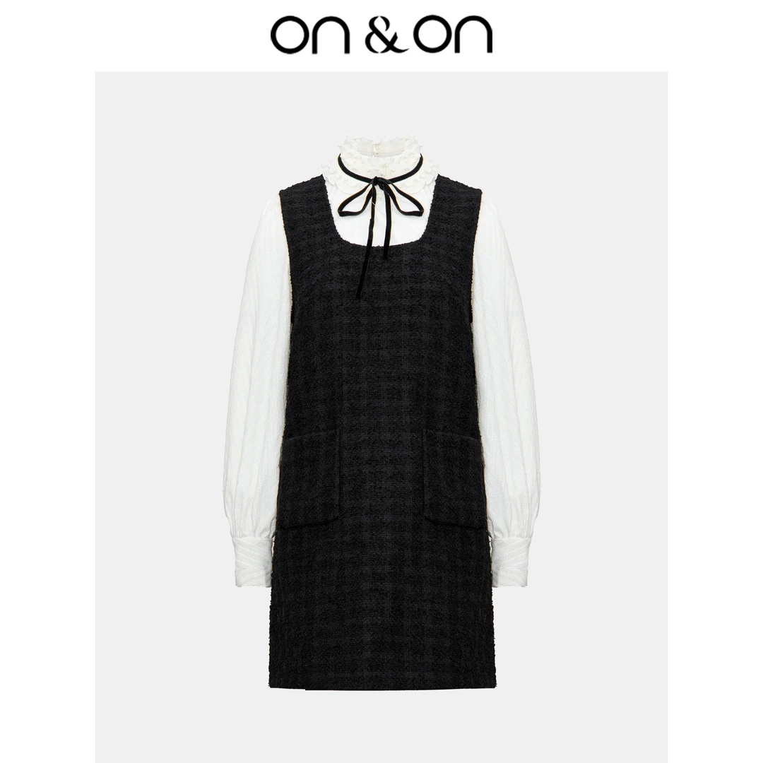 ON&ON/安乃安25春季甜美百搭毛呢背心裙宫廷风衬衣套装N3SW70039