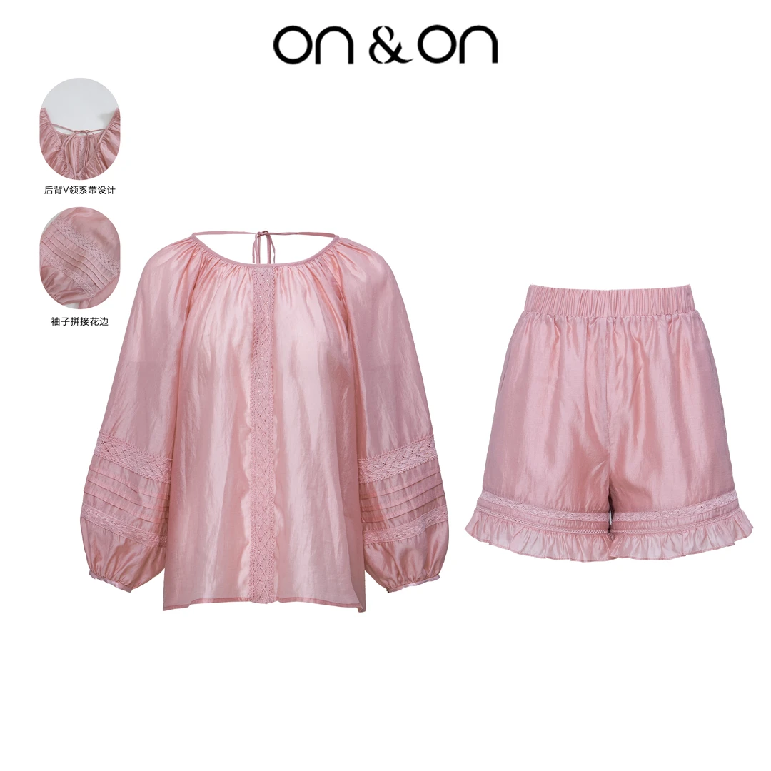 ON&ON/安乃安25夏季新款轻薄透气蕾丝花边时尚拼接套装-N3SH70014