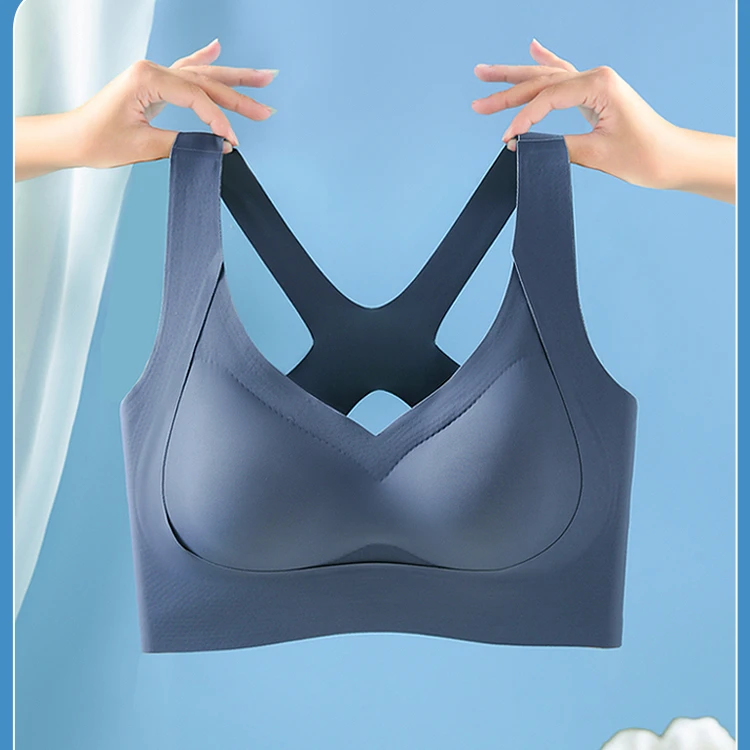 夏季薄款文胸后背交叉防滑运动美背心胖mm大码无痕内衣女不掉肩带