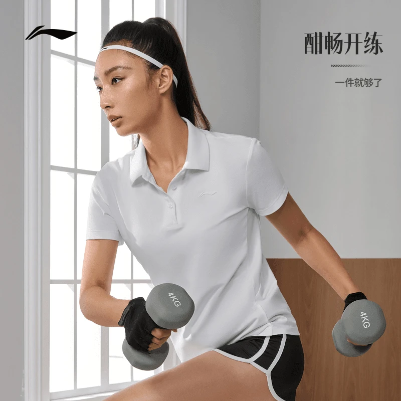 【徐海为专属】李宁短袖POLO衫女士健身休闲时尚系列夏秋针织运动服