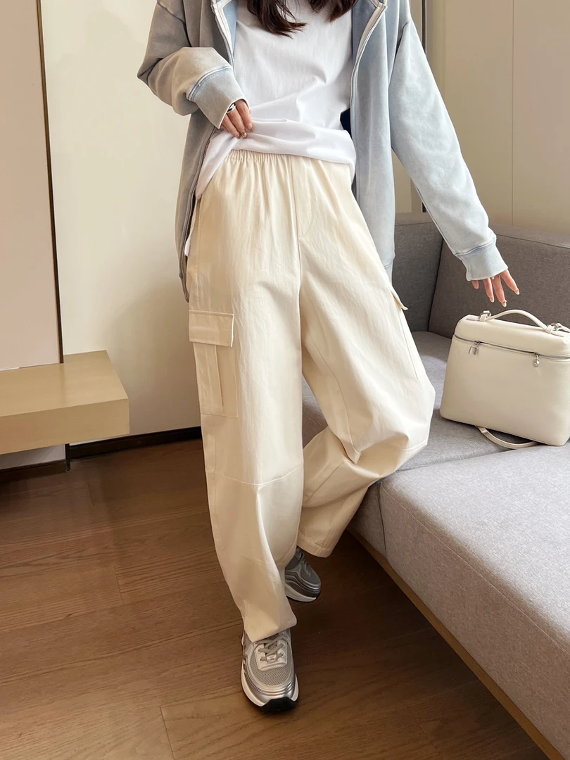 【浅系工装裤】原单！薄款重工水洗高腰宽松慵懒休闲工装裤