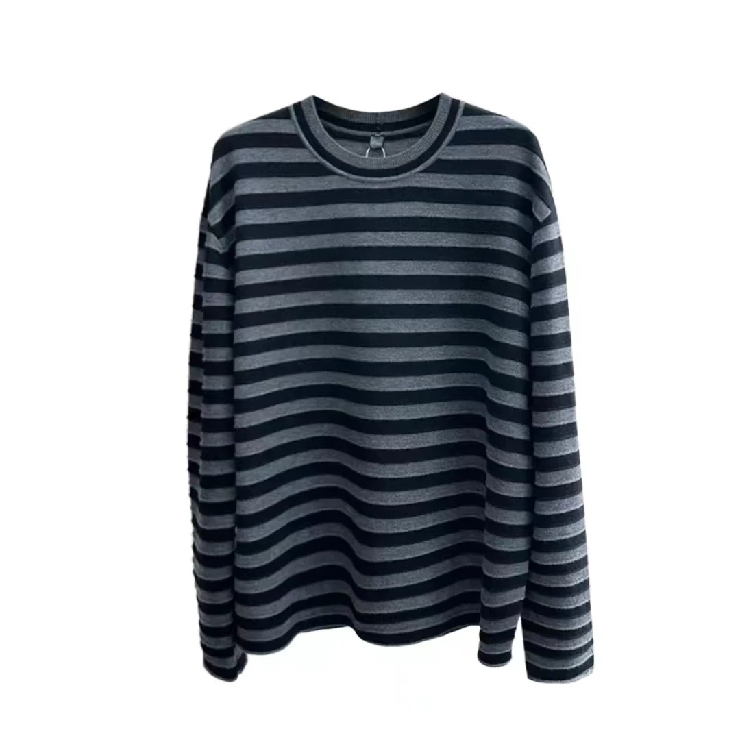 喜柿-【肯豆】条纹针织衫宽松韩系慵懒风套头毛衣