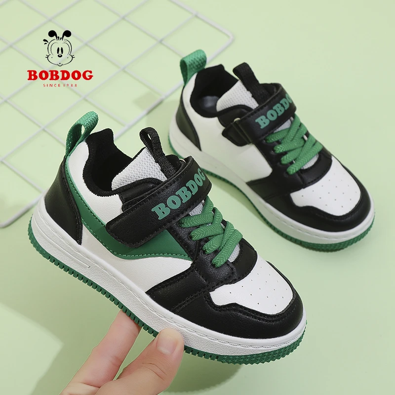 巴布豆男童6-12岁aj板鞋2024年秋季潮儿童鞋女孩皮面防水运动鞋子