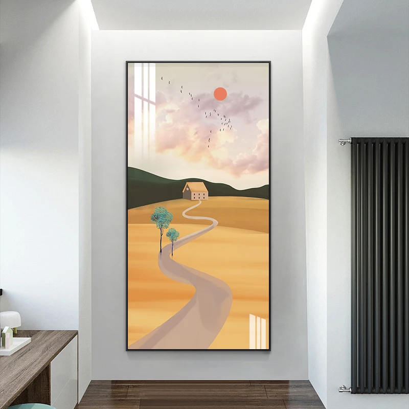 清新风光北欧抽象画玄关装饰画走廊过道壁画现代简约客厅入户墙画