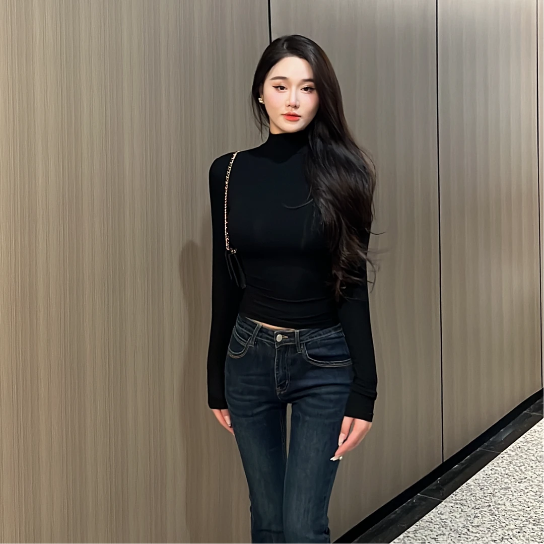 【希希呐专属】显瘦半高领打底衫女2024秋冬内搭修身长袖百搭上衣