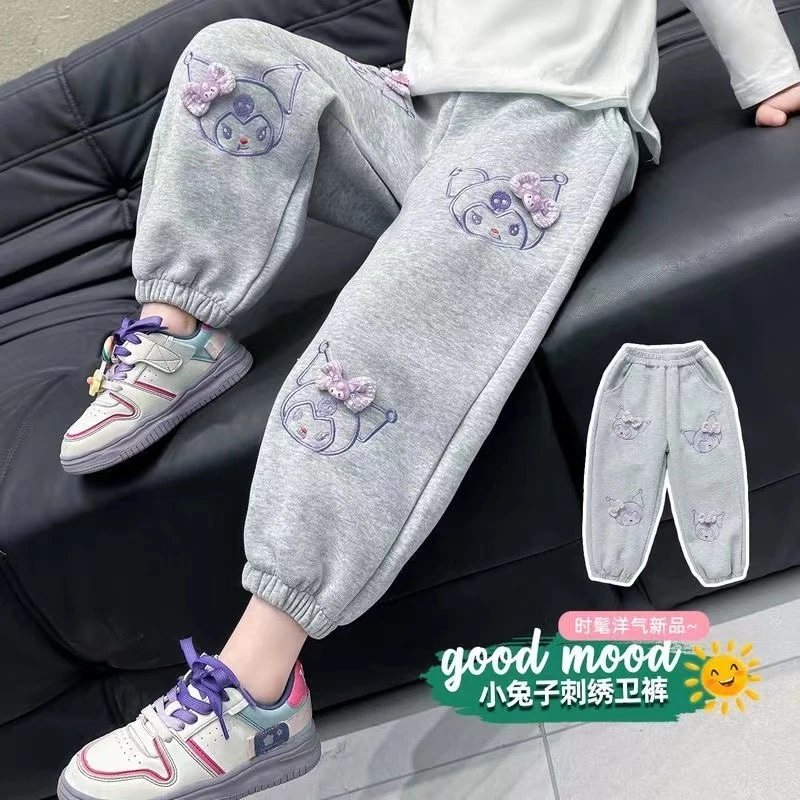 女童裤子卫裤春秋2025休闲新款儿童洋气休闲裤宝宝卡通兔子ins潮