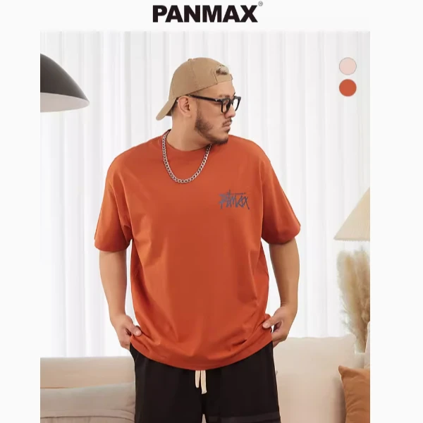PANMAX/潘·麦克斯短袖美式t恤印花宽松加大休闲短袖上衣