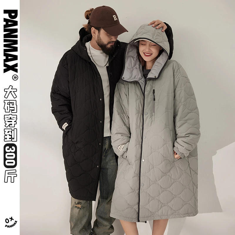 PANMAX/潘·麦克斯大码男士中长款时尚防风薄款棉服外套