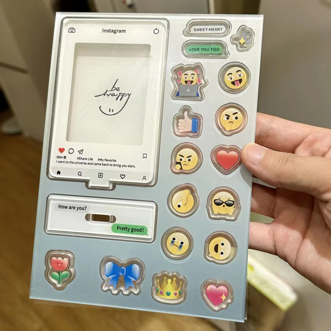 （摇摇乐相框）ins亚克力立牌创意3寸拍立得emoji表情装饰照片框diy