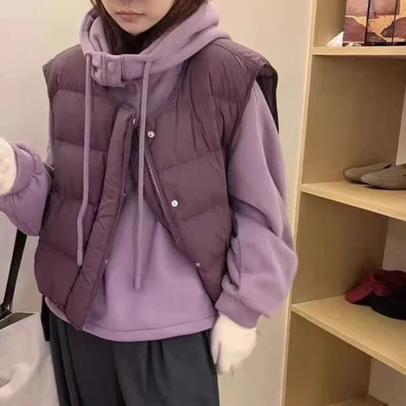 1105冬季棉马甲连帽加绒卫衣短款时尚休闲两件套装