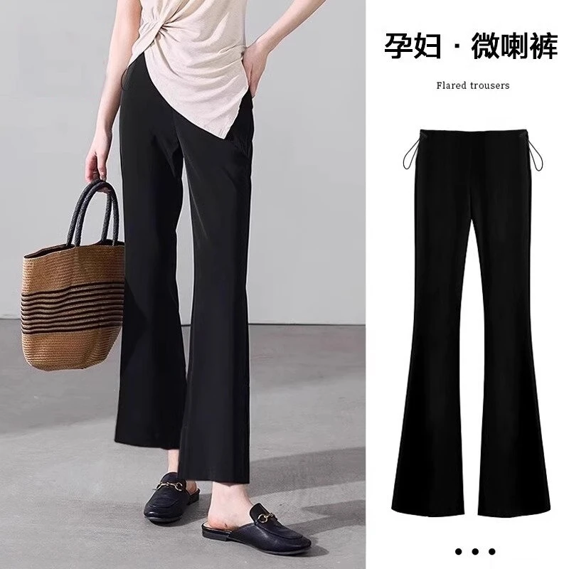 孕妇裤子春秋款外穿时尚孕妇喇叭裤九分裤时尚西装裤小个子孕妇裤
