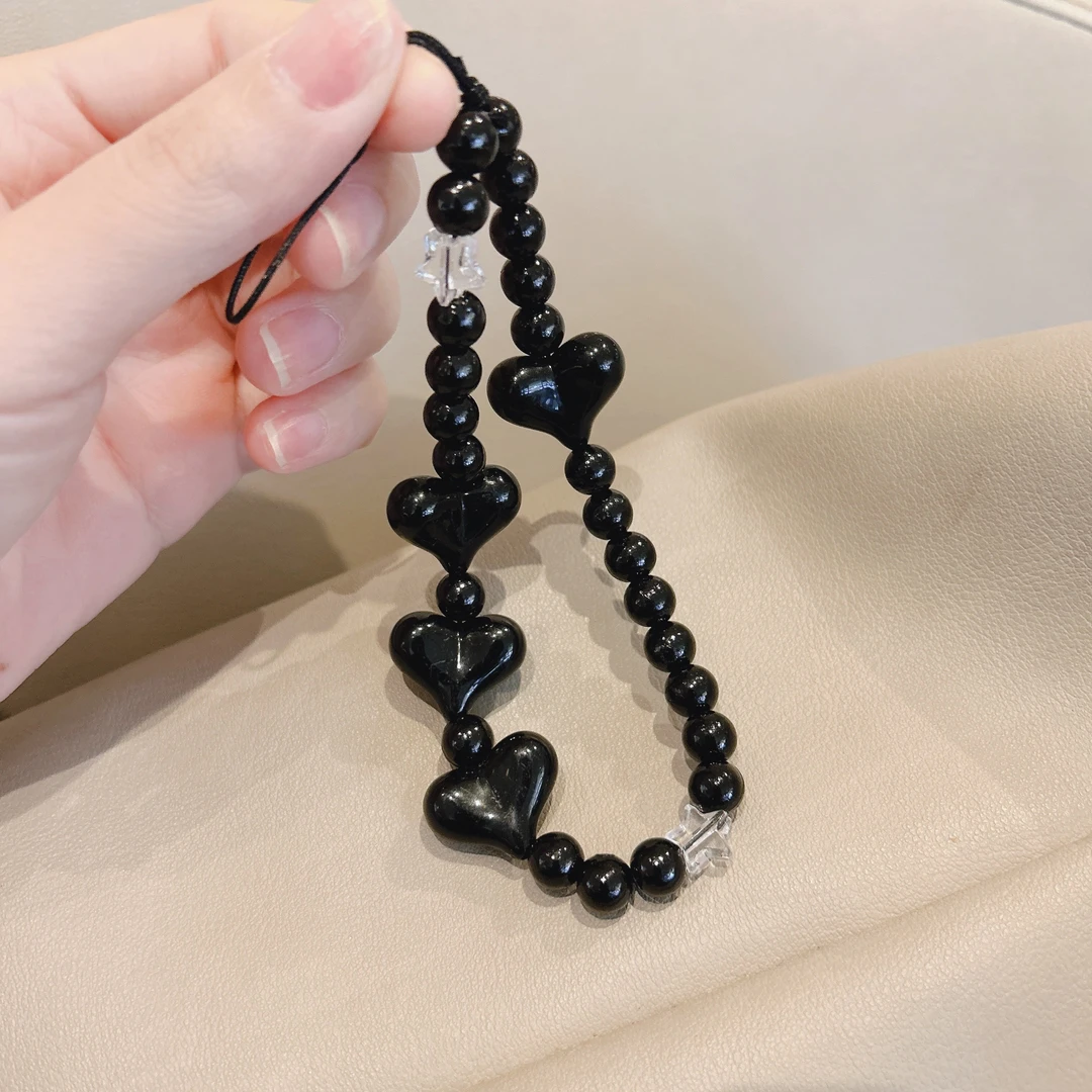 日韩风ins少女心珍珠串珠手链适用苹果华为手机壳防丢防摔配饰