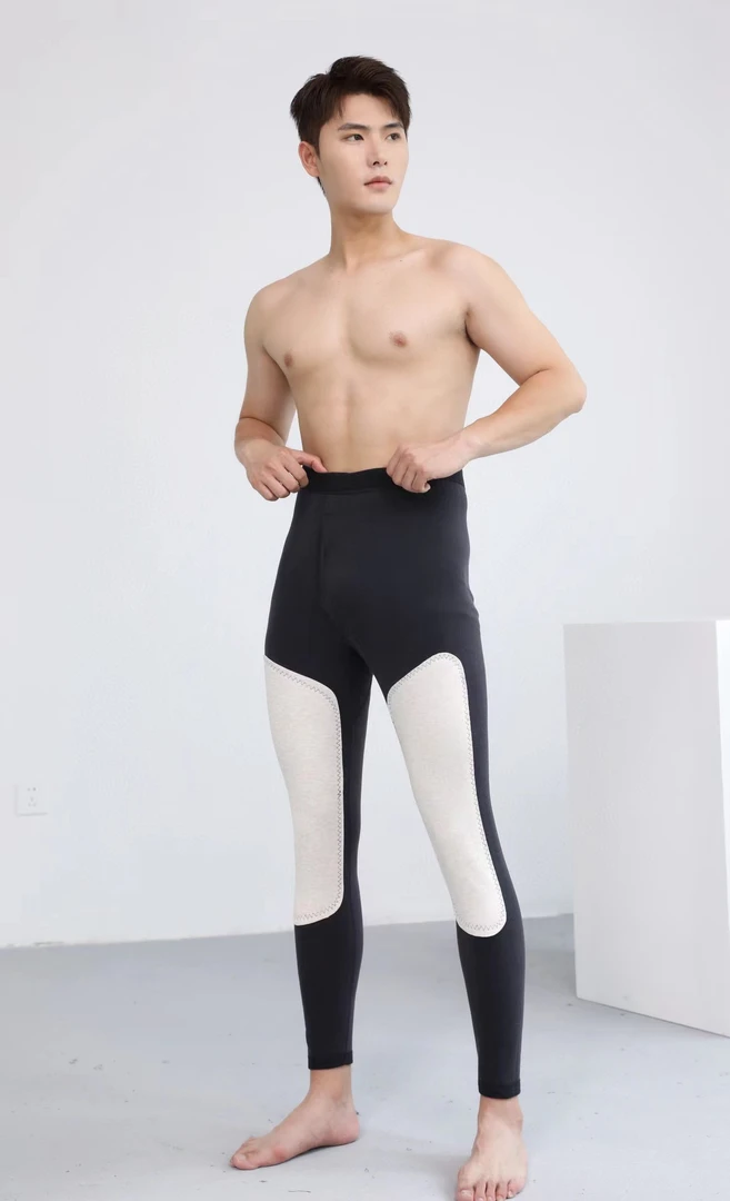 男士男款男生薄款羊毛桑蚕丝护膝加档高腰高弹修身内穿秋裤男款