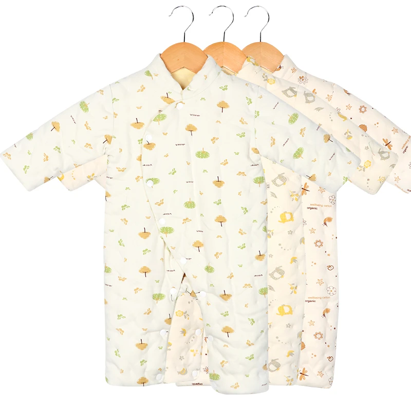 婴儿手工纯棉花连体哈衣冬季男女宝宝加厚保暖棉衣棉服幼儿爬爬服
