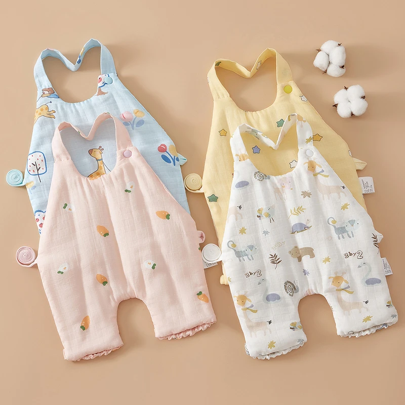 婴儿纯棉花肚兜新生儿童夹棉连腿护肚宝宝加厚睡觉肚围防踢被秋冬