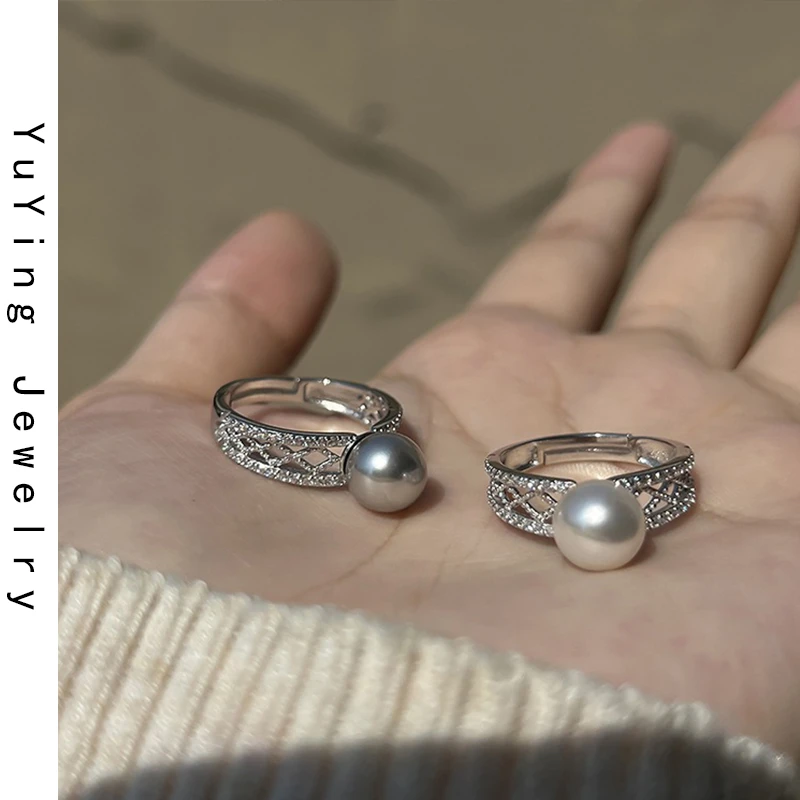 925银戒指 蕾丝镶嵌镂空戒指女轻奢精致高级感开口戒气质纯银指环