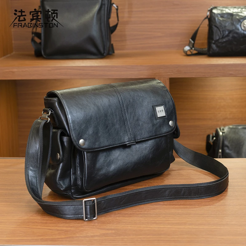 FRABINSTON/法宾顿真皮男包邮差包单肩斜挎包休闲百搭大容量背包