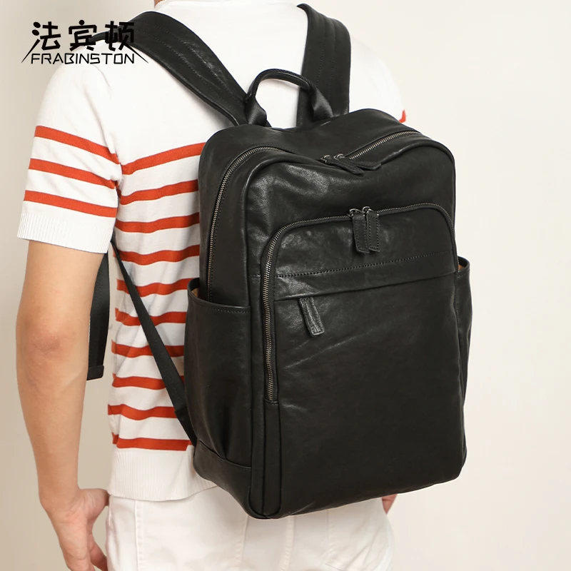 男士真皮商务休闲男包时尚百搭双肩包背包多功能大学生书包电脑包