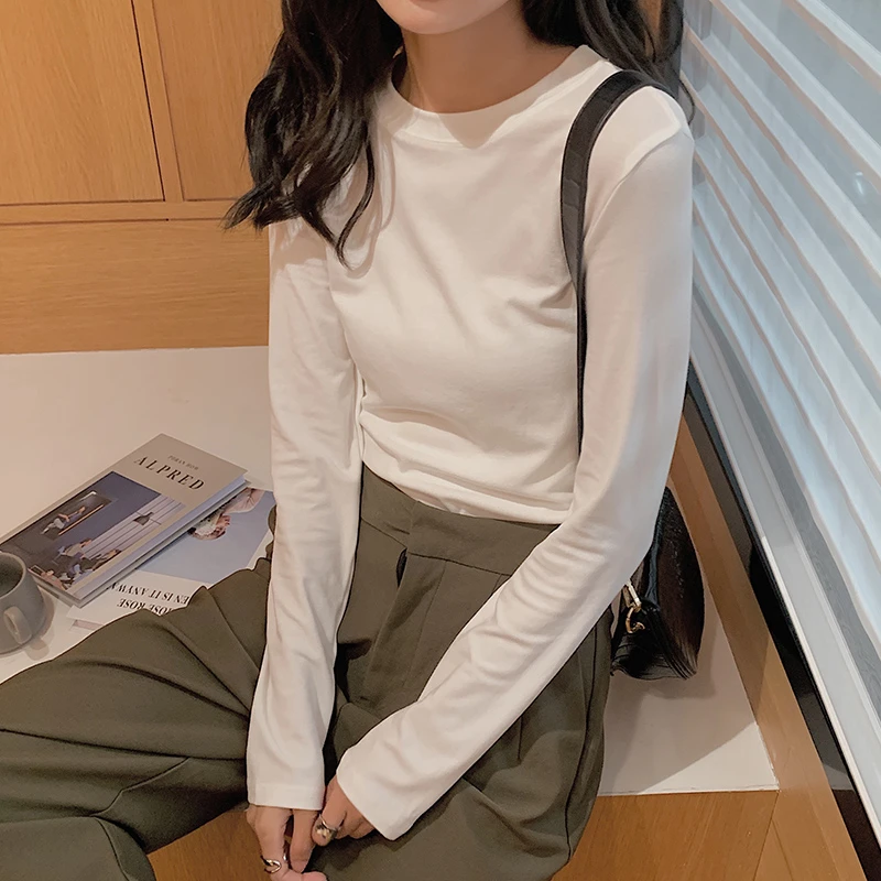 长袖T恤女洋气打底衫上衣修身显瘦薄款内搭百搭秋季ins潮
