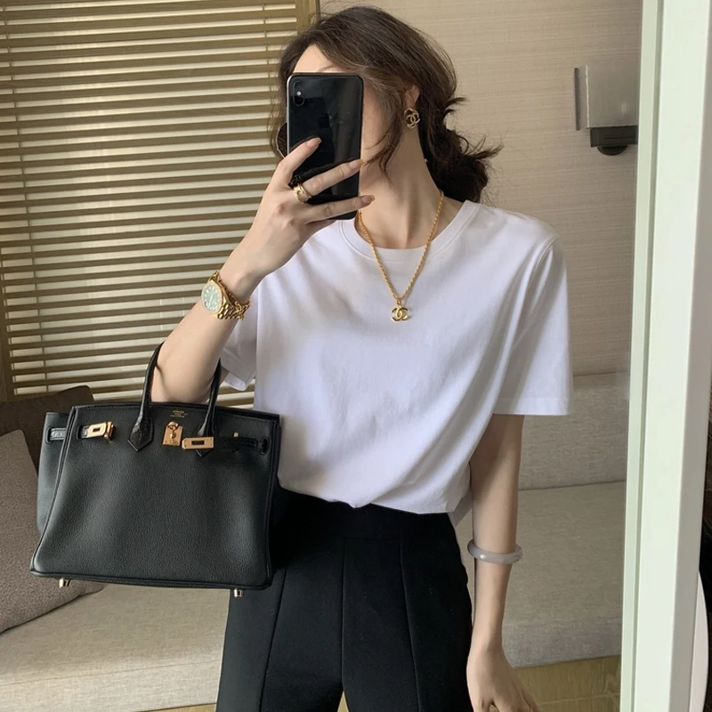 高货！百搭微宽松圆领夏装夏季显瘦短袖韩版T恤上衣休闲