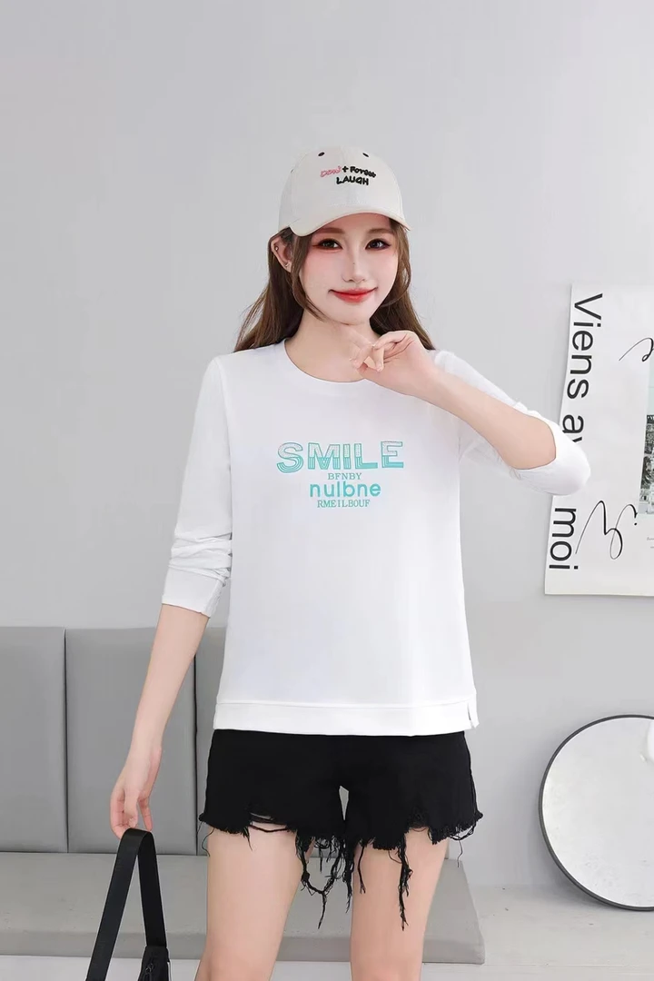 女士卫衣新款春秋T恤衫，中青年时尚休闲百搭洋气秋款圆领上衣