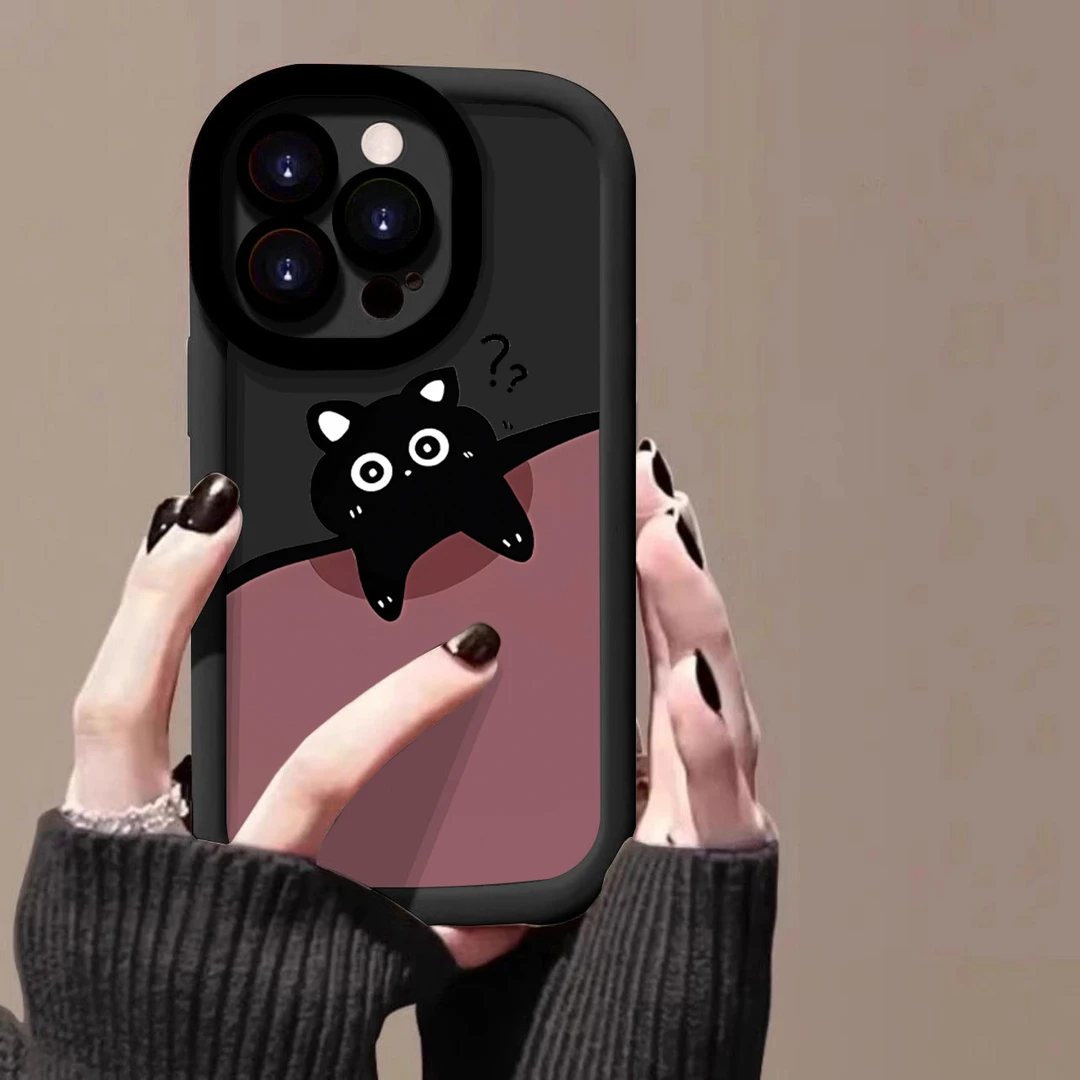 【苹果/华为/荣耀/OPPO/vivo/小米】问号猫咪磨砂泡芙手机壳