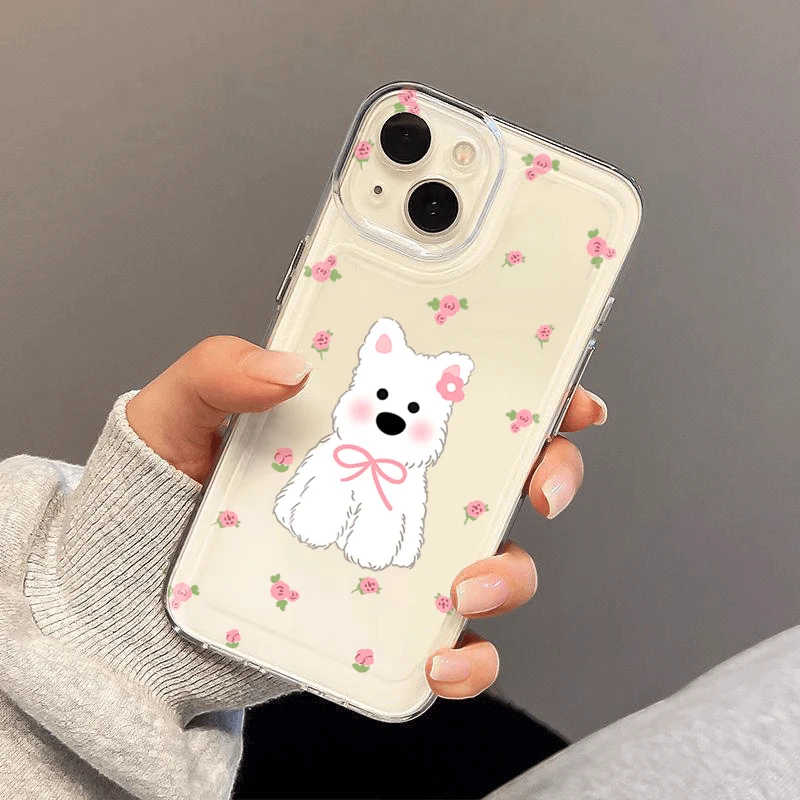 【苹果/华为/荣耀/OPPO/vivo/小米】碎花西高地猫眼全包边手机壳