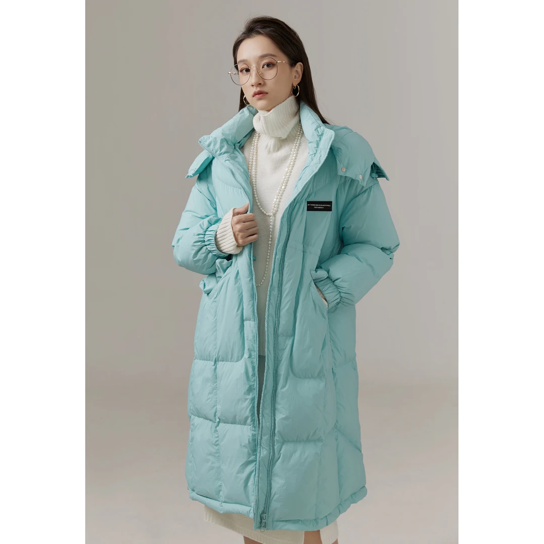 ANNASPEAK晨露清雅色设计感百搭微茧型中厚长款羽绒服女冬